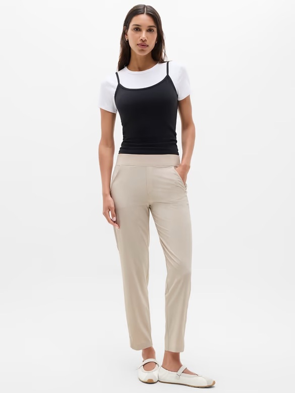 Athleta Brooklyn Ankle Pants Light Beige Size 4 Travel Casual